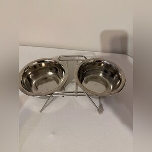 Stainless Steel Double Pet Bowl with Stand